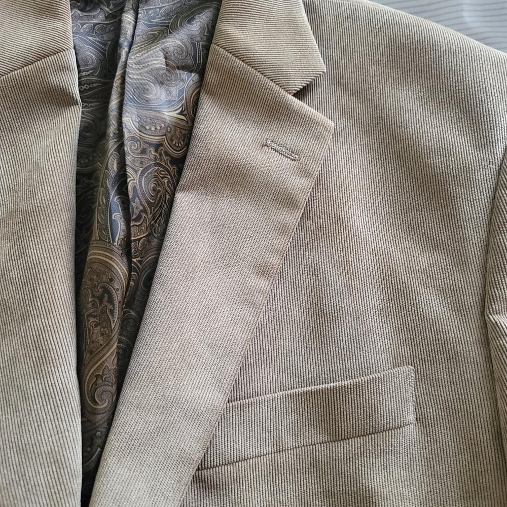 90s‎ Vtg CHAPS Mens Tan Corduroy Sport Coat Blazer 40R Paisley Lined Professor
